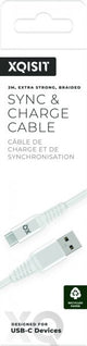 Xqisit USB-A til USB-C Kabel Flettet Ekstra Stærk 2 m Hvid