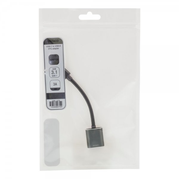 Deltaco USB-C 3.1 Gen 1 til USB-A OTG Adapter Space Gray