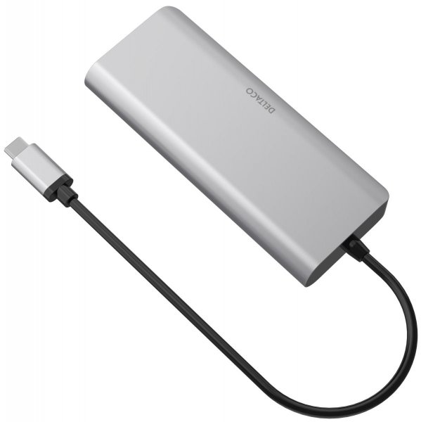 Deltaco Dockingstation USB-C med HDMI/RJ45/USB-A Space Grey