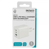 Deltaco Vægoplader GaN 1x USB-A 2x USB-C PPS 100W