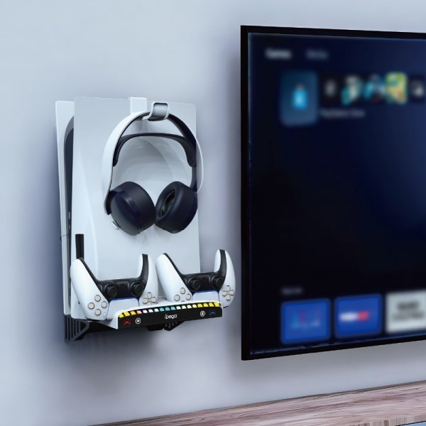 Ipega Vægmonteret Dockingstation til PS5/PS5 Slim RGB