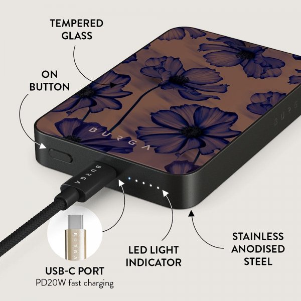 Burga Powerbank MagSafe 5000 mAh Velvet Night Metalgrå