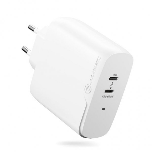 ALOGIC Rapid Power 2-ports (45+18W) GaN-oplader inkl. 2m USB-C ladekabel