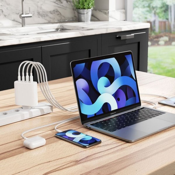 ALOGIC Rapid Power 4-ports 100W GaN-oplader inkl. 2 meter USB-C opladerkabel