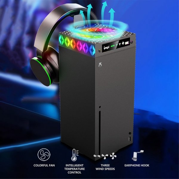 Ipega Xbox Series X Nedkølingsblæser med RGB og Hovedtelefonholder
