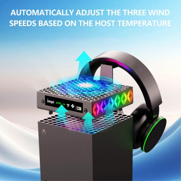 Ipega Xbox Series X Nedkølingsblæser med RGB og Hovedtelefonholder