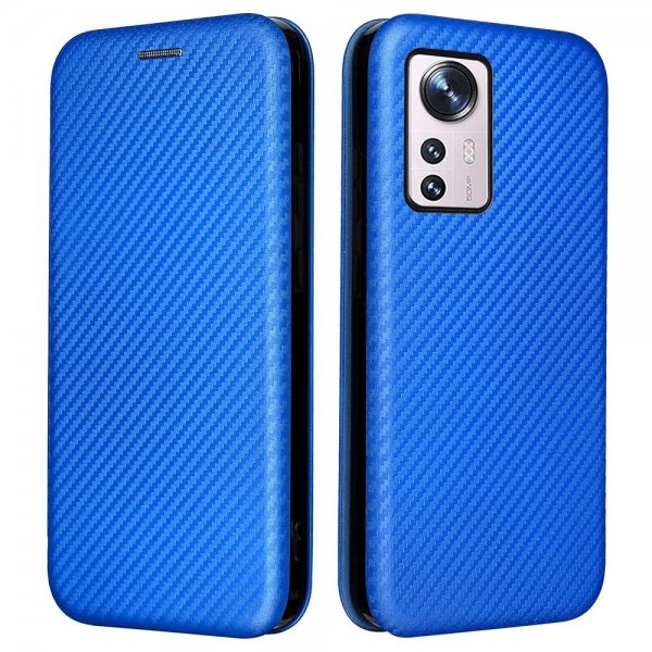 Xiaomi 12 Pro Etui Kulfibertekstur Blå