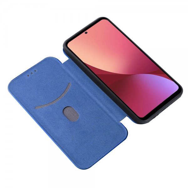 Xiaomi 12 Pro Etui Kulfibertekstur Blå