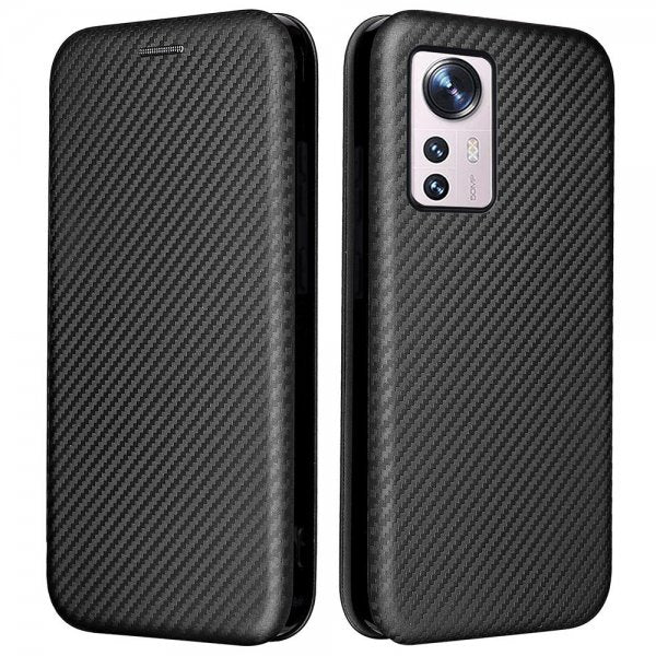 Xiaomi 12 Pro Etui Kulfibertekstur Sort