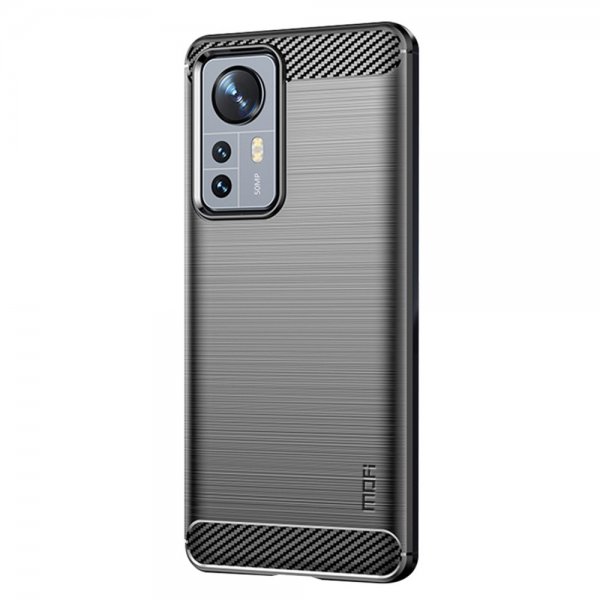 Mofi Xiaomi 12 Pro Cover Børstet Kulfibertekstur Sort