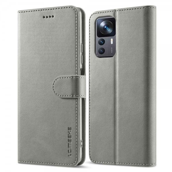 Lc.Imeeke Xiaomi 12T/12T Pro Etui med Kortlomme og Stativfunktion Grå