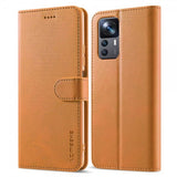 Lc.Imeeke Xiaomi 12T/12T Pro Etui med Kortlomme og Stativfunktion Lysebrun