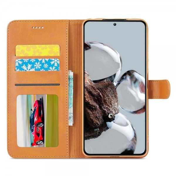 Lc.Imeeke Xiaomi 12T/12T Pro Etui med Kortlomme og Stativfunktion Lysebrun