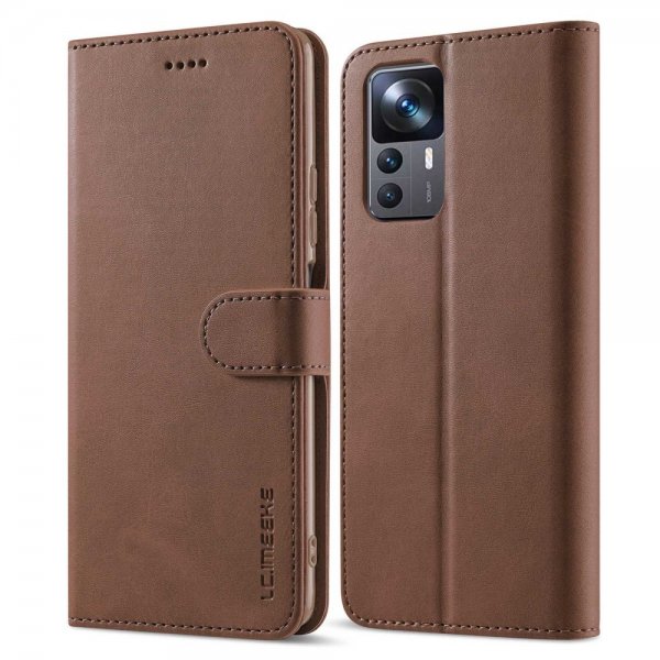 Lc.Imeeke Xiaomi 12T/12T Pro Etui med Kortlomme Standerfunktion Mørkebrun