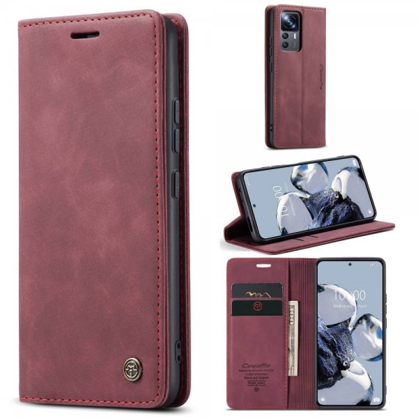 CaseMe Xiaomi 12T/12T Pro Etui Retro Flip Rød