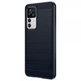 Mofi Xiaomi 12T/12T Pro Cover Børstet Kulfibertekstur Blå