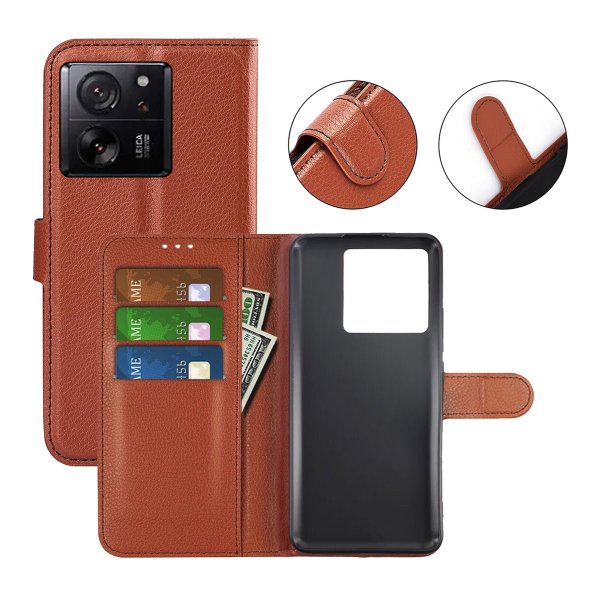 Xiaomi 13T/13T Pro Cover med Stativ Brun