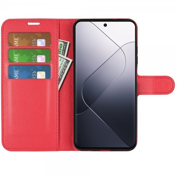 Xiaomi 14 Cover Litchi Rød