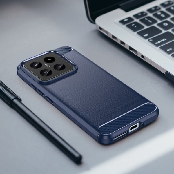 Xiaomi 14 Cover Børstet Kulfibertekstur Blå