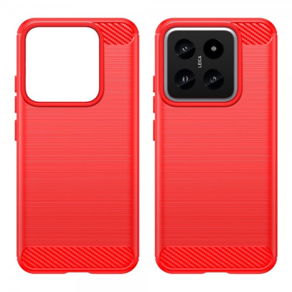 Xiaomi 14 Cover Børstet Kulfibertekstur Rød