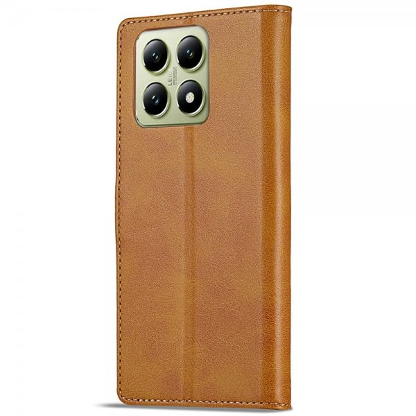 Lc.Imeeke Xiaomi 14T Cover med Kortlomme og Stativfunktion Lysebrun