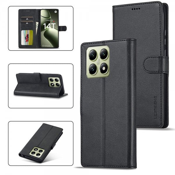 Lc.Imeeke Xiaomi 14T Cover med Kortlomme Stativfunktion Sort
