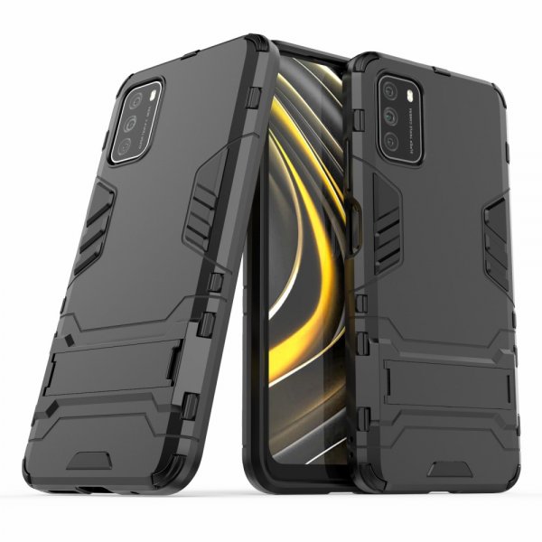 Xiaomi Poco M3 Cover Armor Stativfunktion Sort