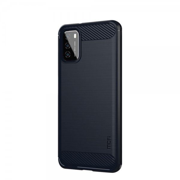 Mofi Xiaomi Poco M3 Cover Børstet Kulfibertekstur Blå