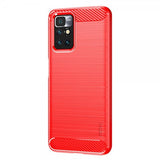 Mofi Xiaomi Redmi 10 Cover Børstet Kulfibertekstur Rød