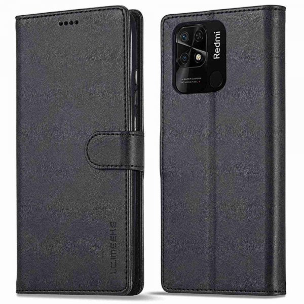 Lc.Imeeke Xiaomi Redmi 10C Etui med Kortlomme og Standfunktion Sort