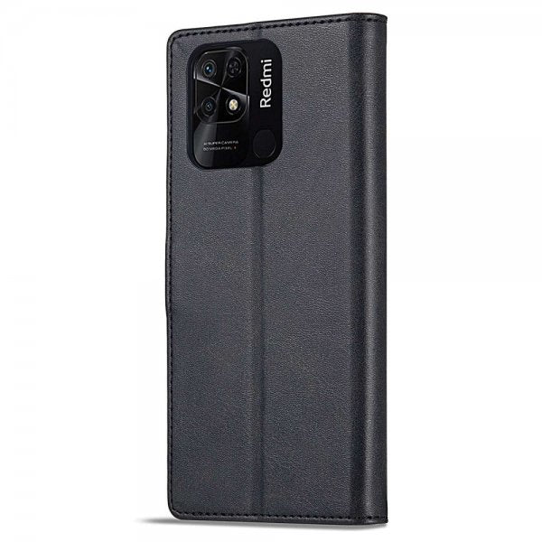 Lc.Imeeke Xiaomi Redmi 10C Etui med Kortlomme og Standfunktion Sort