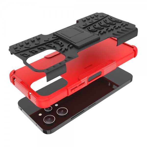 Xiaomi Redmi 12 Cover Dækmønster Stativfunktion Rød