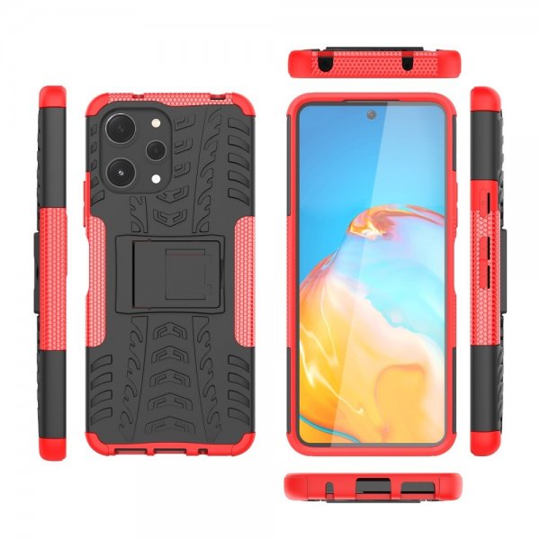 Xiaomi Redmi 12 Cover Dækmønster Stativfunktion Rød