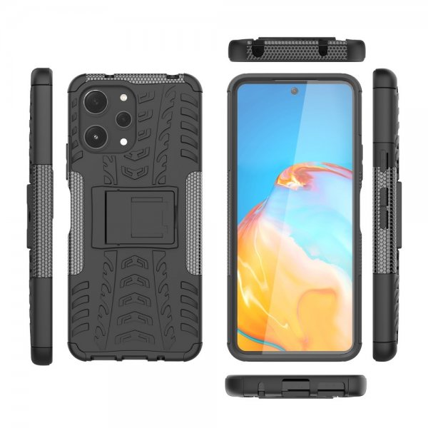 Xiaomi Redmi 12 Cover Dækmønster Stativfunktion Sort