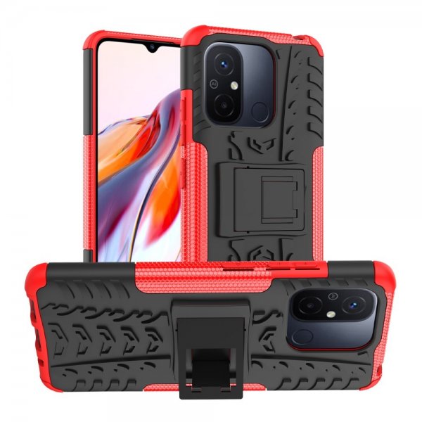 Xiaomi Redmi 12C Cover Dækmønster Stativfunktion Rød