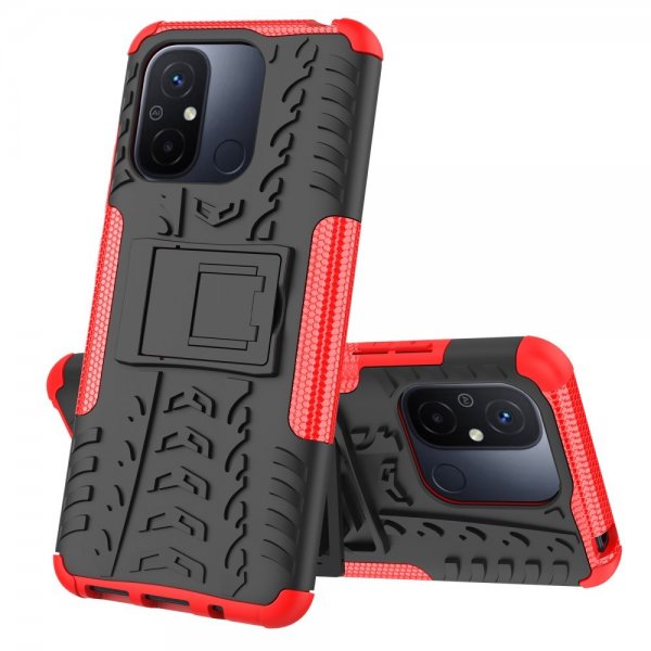Xiaomi Redmi 12C Cover Dækmønster Stativfunktion Rød