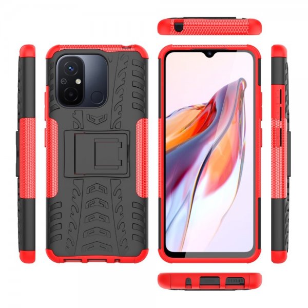 Xiaomi Redmi 12C Cover Dækmønster Stativfunktion Rød
