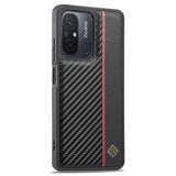 Lc.Imeeke Xiaomi Redmi 12C Cover Kulfibertekstur Rød Stribe Sort