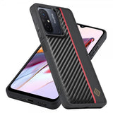 Lc.Imeeke Xiaomi Redmi 12C Cover Kulfibertekstur Rød Stribe Sort