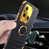 Xiaomi Redmi 12C Cover Krokodillemønster Finger Ring Sort