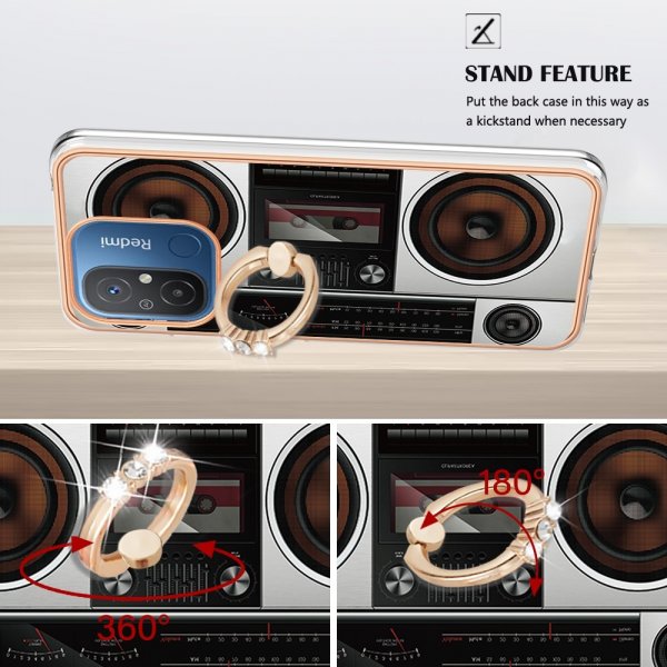 Xiaomi Redmi 12C Cover med Fingerring Motiv Radio