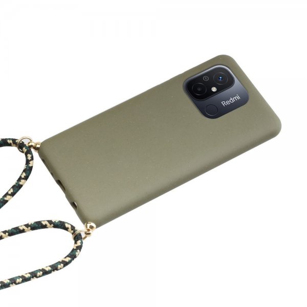 Xiaomi Redmi 12C Cover Hvedestrå med Rem Grøn