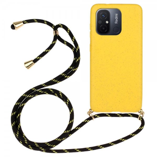 Xiaomi Redmi 12C Cover Hvedestrå med strop Gul