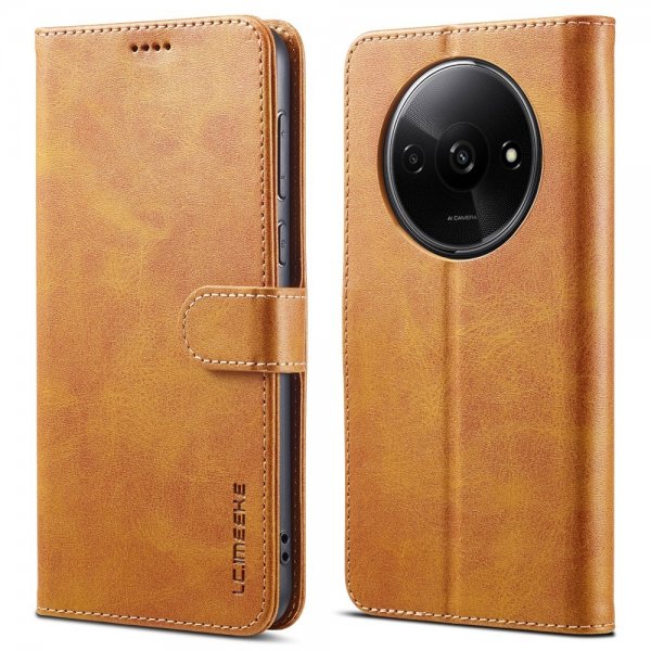 Lc.Imeeke Xiaomi Redmi A3 Cover med Kortlomme Standerfunktion Lysebrun