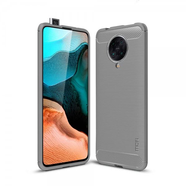 Mofi Xiaomi Redmi K30 Pro Cover Børstet Kulfibertekstur Grå