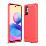 Xiaomi Redmi Note 10 5G Cover Børstet Kulfibertekstur Rød