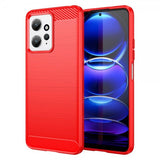 Xiaomi Redmi Note 12 Cover Børstet Kulfibertekstur Rød