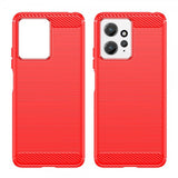 Xiaomi Redmi Note 12 Cover Børstet Kulfibertekstur Rød