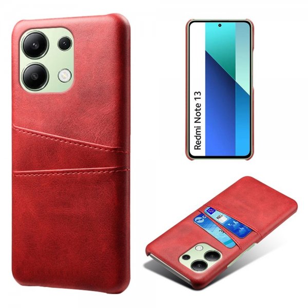 Xiaomi Redmi Note 13 4G Cover med to Kortlommer Rød