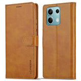 Lc.Imeeke Xiaomi Redmi Note 13 5G Etui med Kortrum Stativfunktion Lysebrun